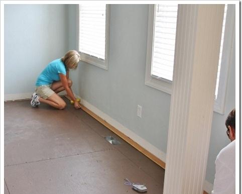 Align the wooden floor with linoleum