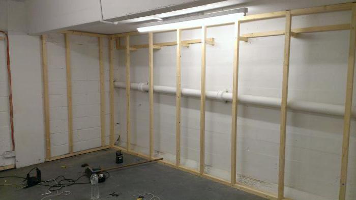 Crate under the plasterboard. Fastening drywall to the ceiling and walls