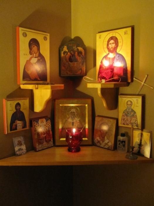 Shelf for icons: the holy corner of a Christian house