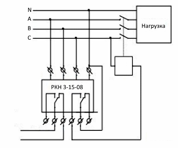 Three-phase voltage relay connection diagram