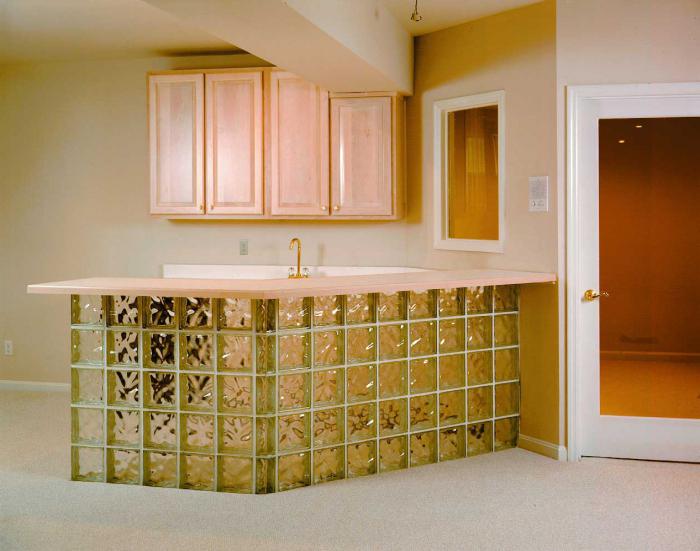 glass blocks in the interior of the apartment photo