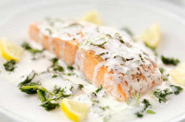 Pink salmon in a creamy sauce in a multi-