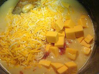 spread cheese in soup puree