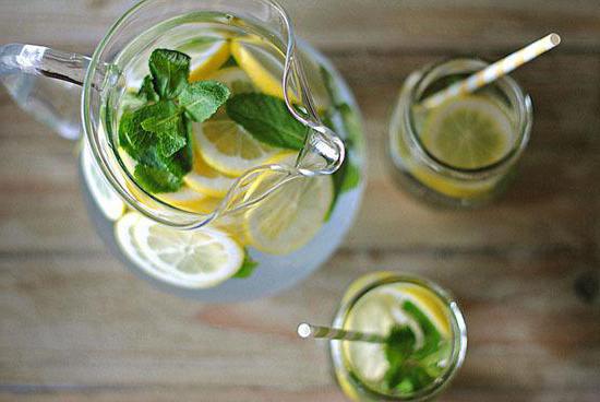 drink from ginger of lemon and mint