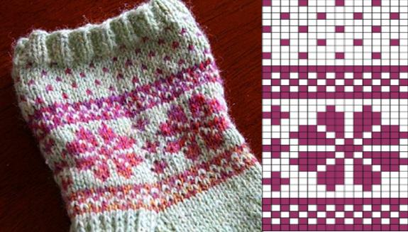 mittens with ornament knitting needles