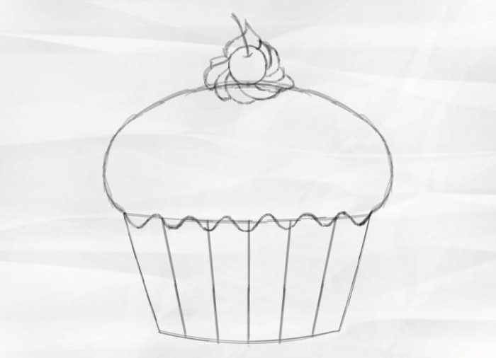 how to draw a cupcake in stages