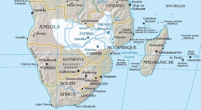 river zambezi on the map of africa 