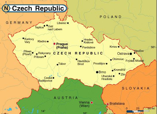 czech republic and slovakia on the map 