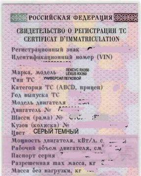 certificate of vehicle registration